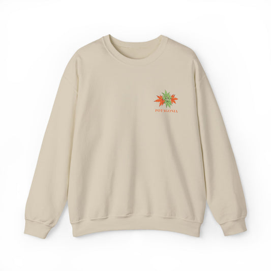 Potagonia Big Ass Campfire Embroidered Orange Weed Logo Unisex Heavy Blend™ Crewneck Sweatshirt