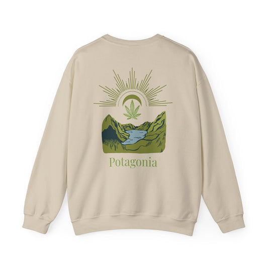 Potagonia Big Ass Campfire Unisex Green Weed Meadow Heavy Blend™ Crewneck Sweatshirt