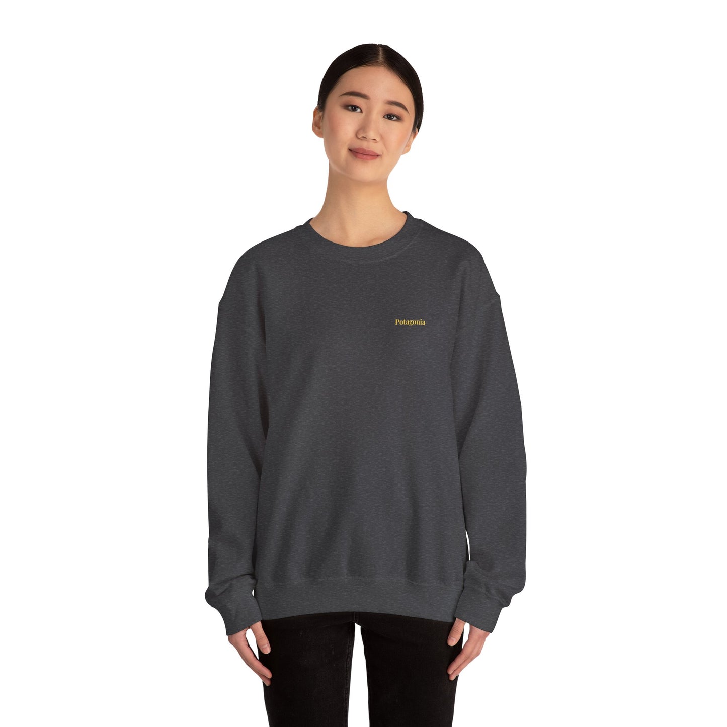 Potagonia Big Ass Campfire Unisex Girl Meditating Heavy Blend™ Crewneck Sweatshirt
