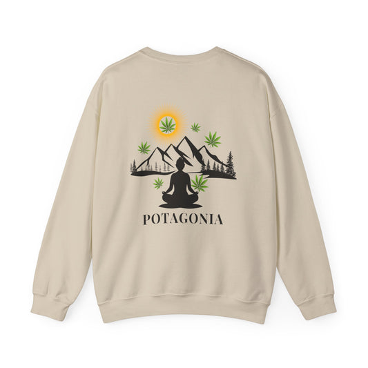 Potagonia Big Ass Campfire Unisex Girl Meditating Heavy Blend™ Crewneck Sweatshirt