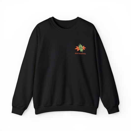 Potagonia Big Ass Campfire Embroidered Orange Weed Logo Unisex Heavy Blend™ Crewneck Sweatshirt