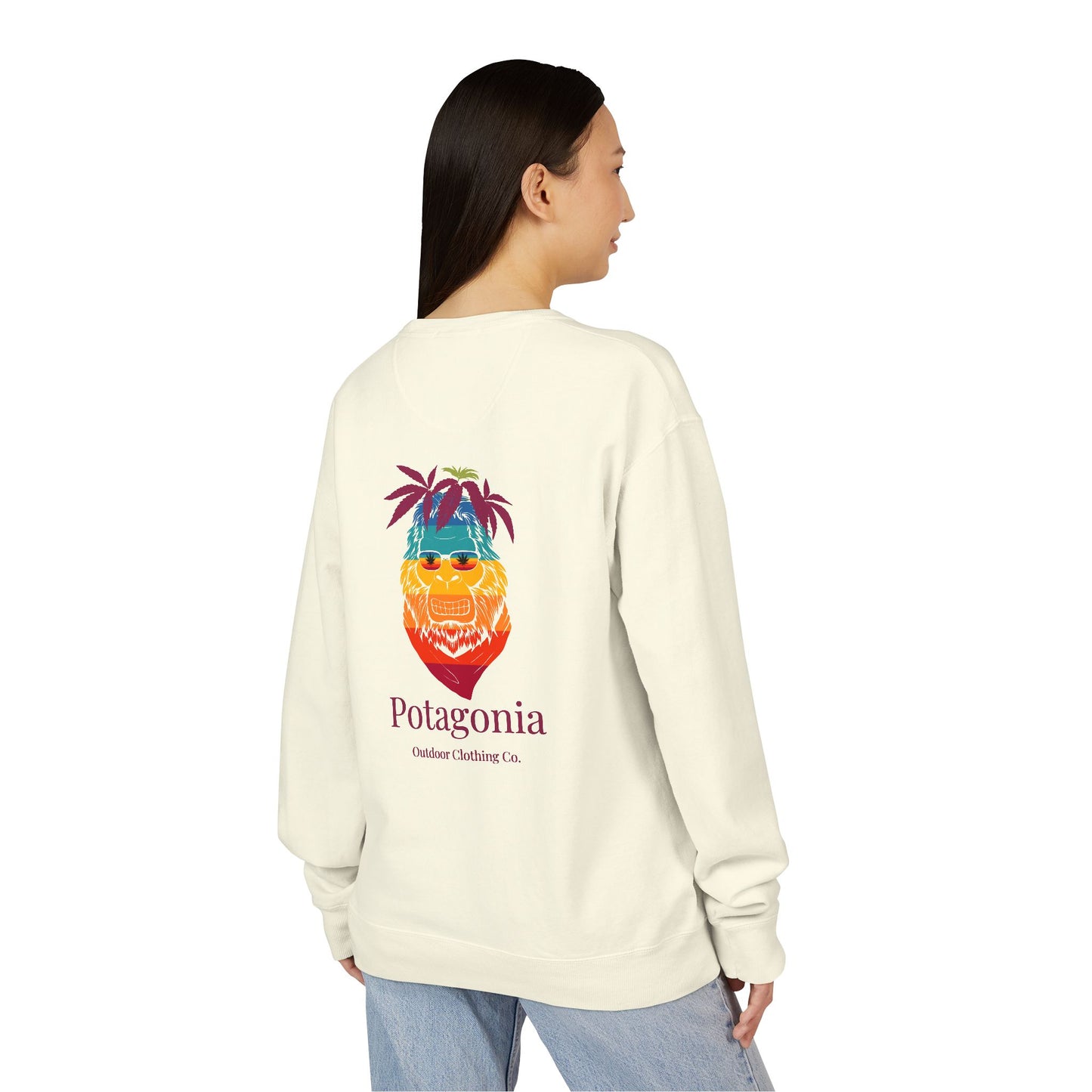 Potagonia Big Ass Camp fire Sunrise Meh-Teh Sweatshirt Unisex ComfortWash® Garment Dyed Crewneck Sweatshirt