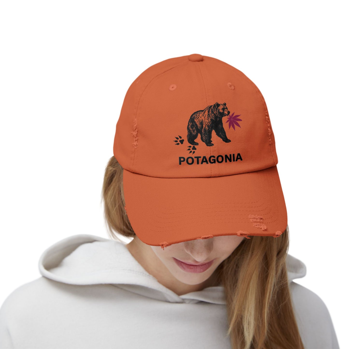 Potagonia Girl Bear Hat Unisex Distressed Cap