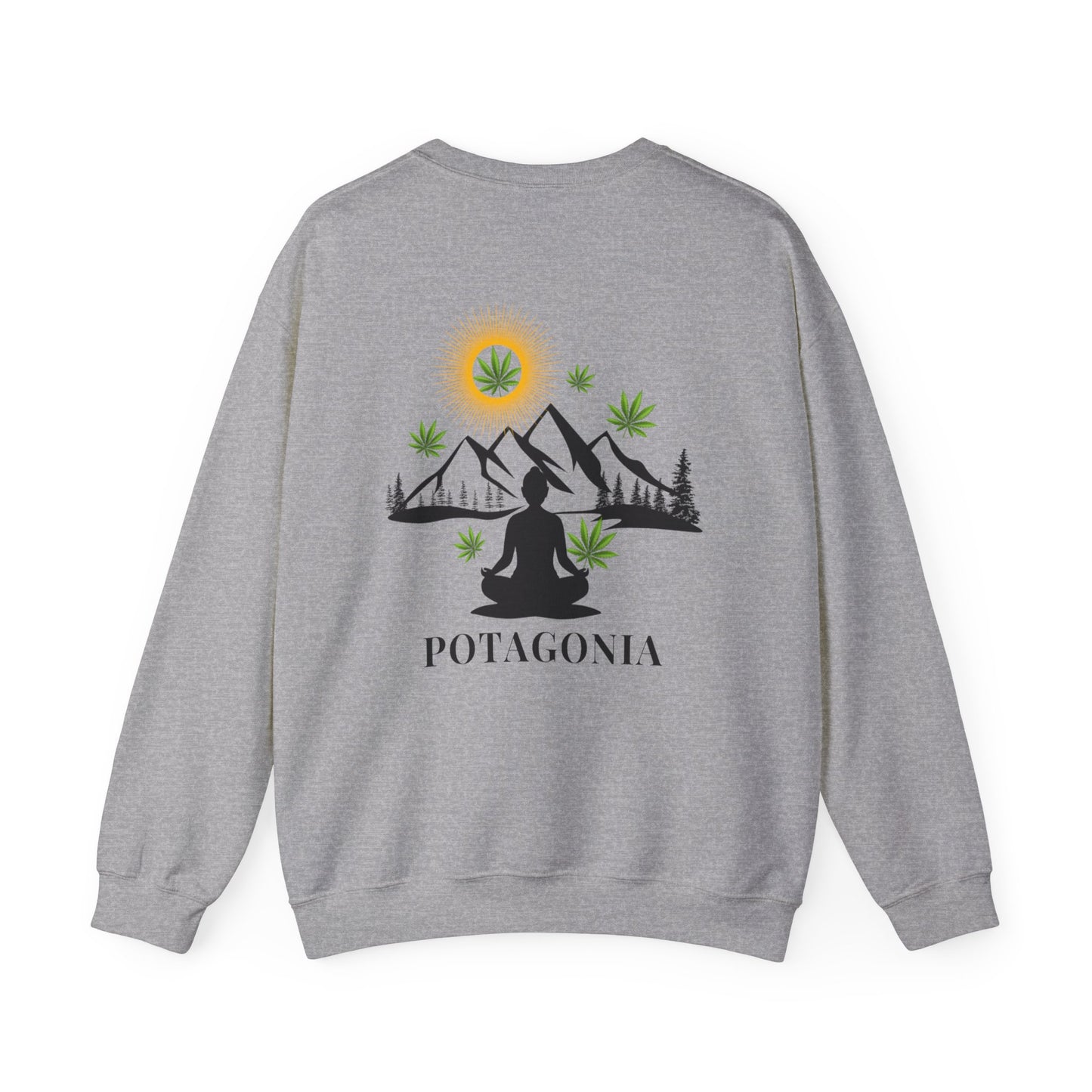 Potagonia Big Ass Campfire Unisex Girl Meditating Heavy Blend™ Crewneck Sweatshirt