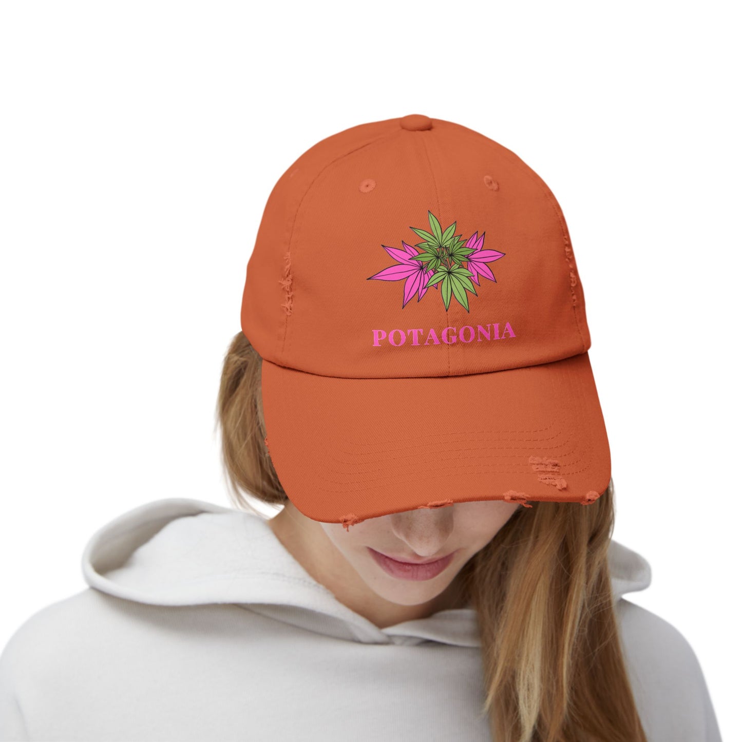 Potagonia Girl Pink Weed Distressed Cap