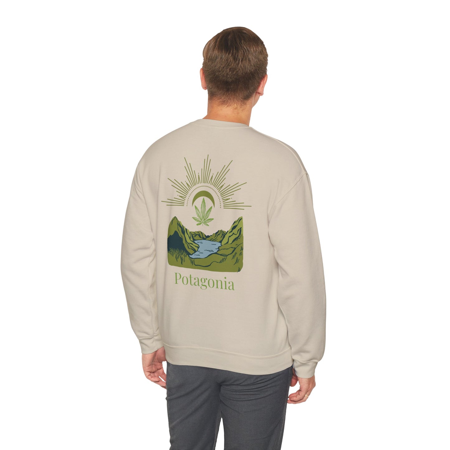 Potagonia Big Ass Campfire Unisex Green Weed Meadow Heavy Blend™ Crewneck Sweatshirt