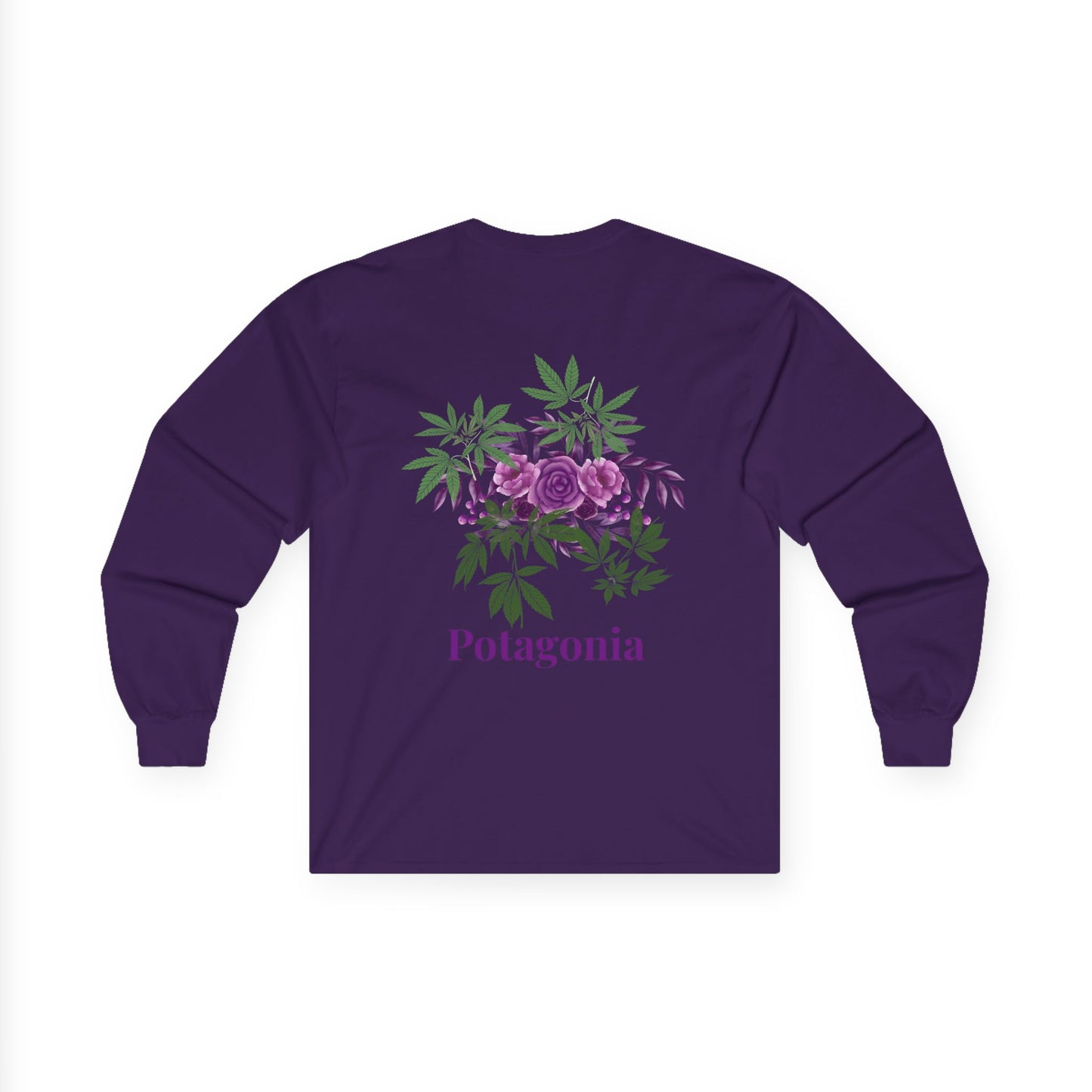 Potagonia Long Sleeve Purple Flower Unisex Ultra Cotton Long Sleeve Tee
