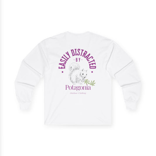 Potagonia Long Sleeve Tee  Easily Distracted Squirrel Unisex Ultra Cotton