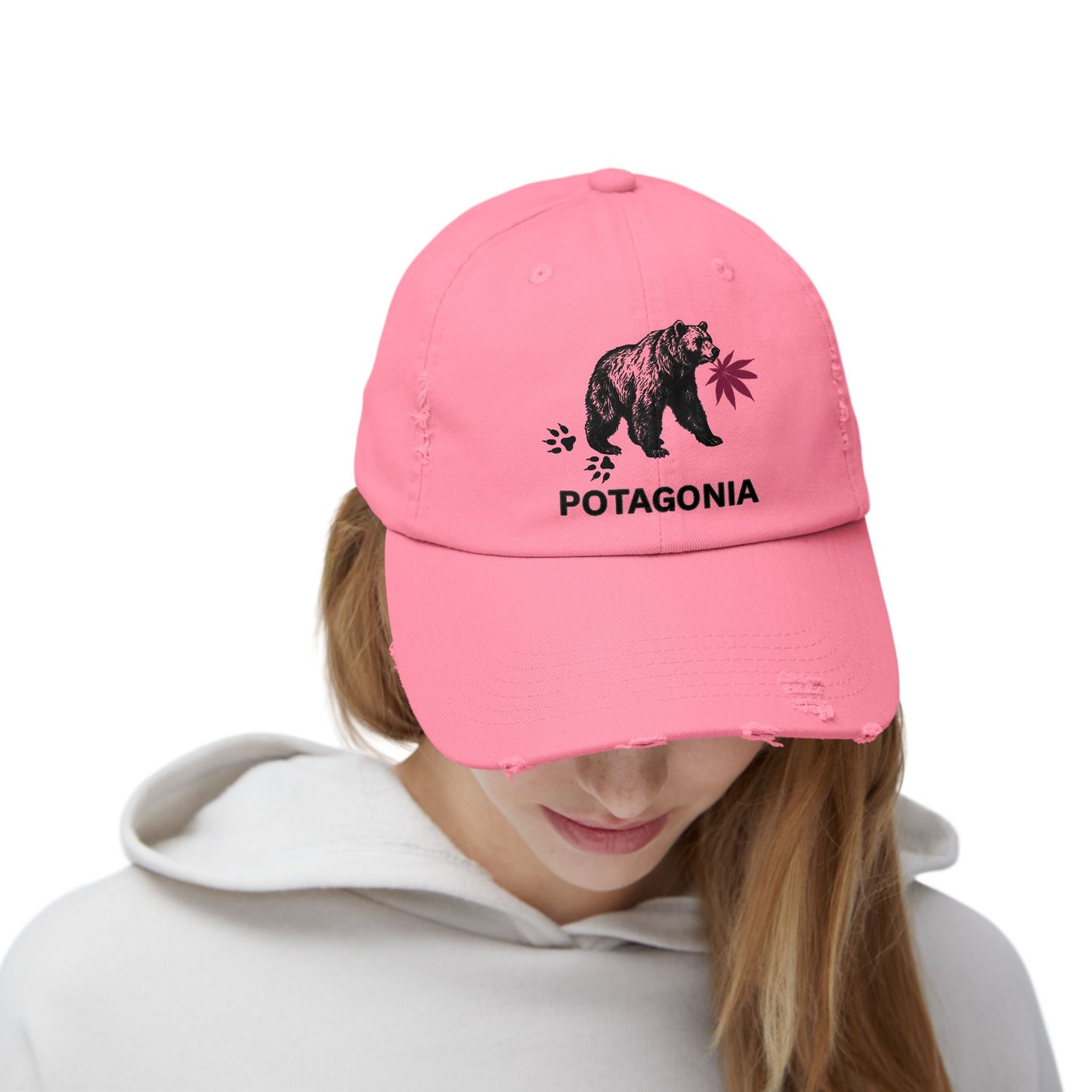 Potagonia Girl Bear Hat Unisex Distressed Cap