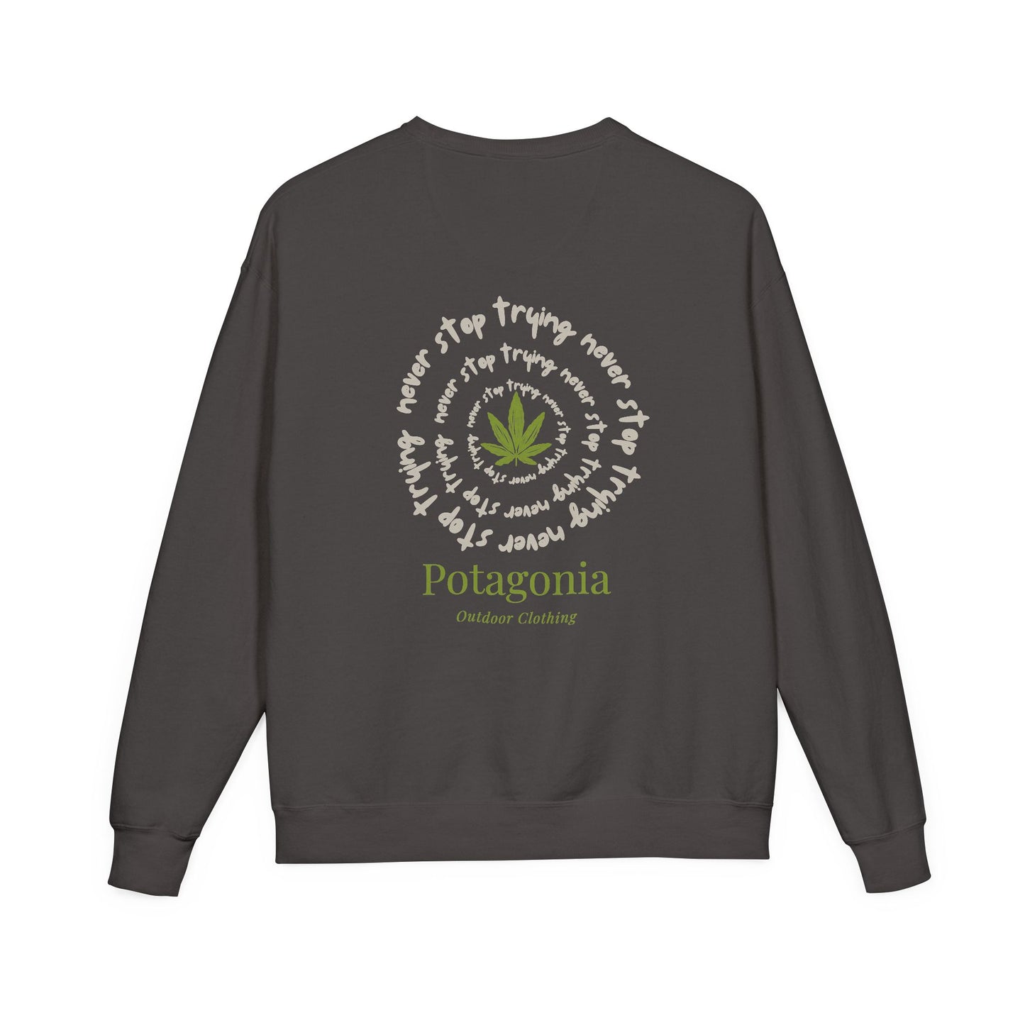 Potagonia Big Ass Campfire Unisex Never Stop Trying  ComfortWash® Garment Dyed Crewneck Sweatshirt