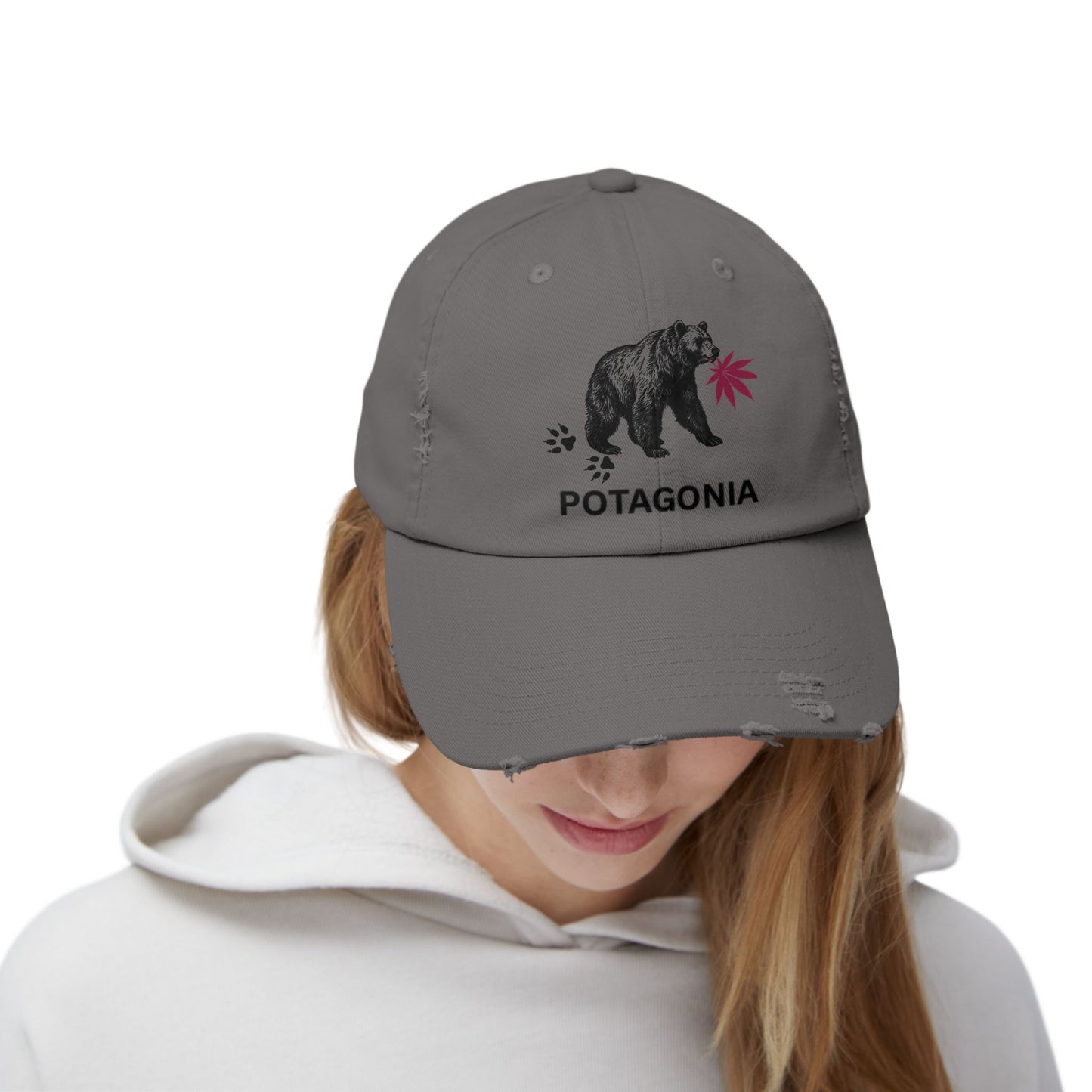 Potagonia Girl Bear Hat Unisex Distressed Cap
