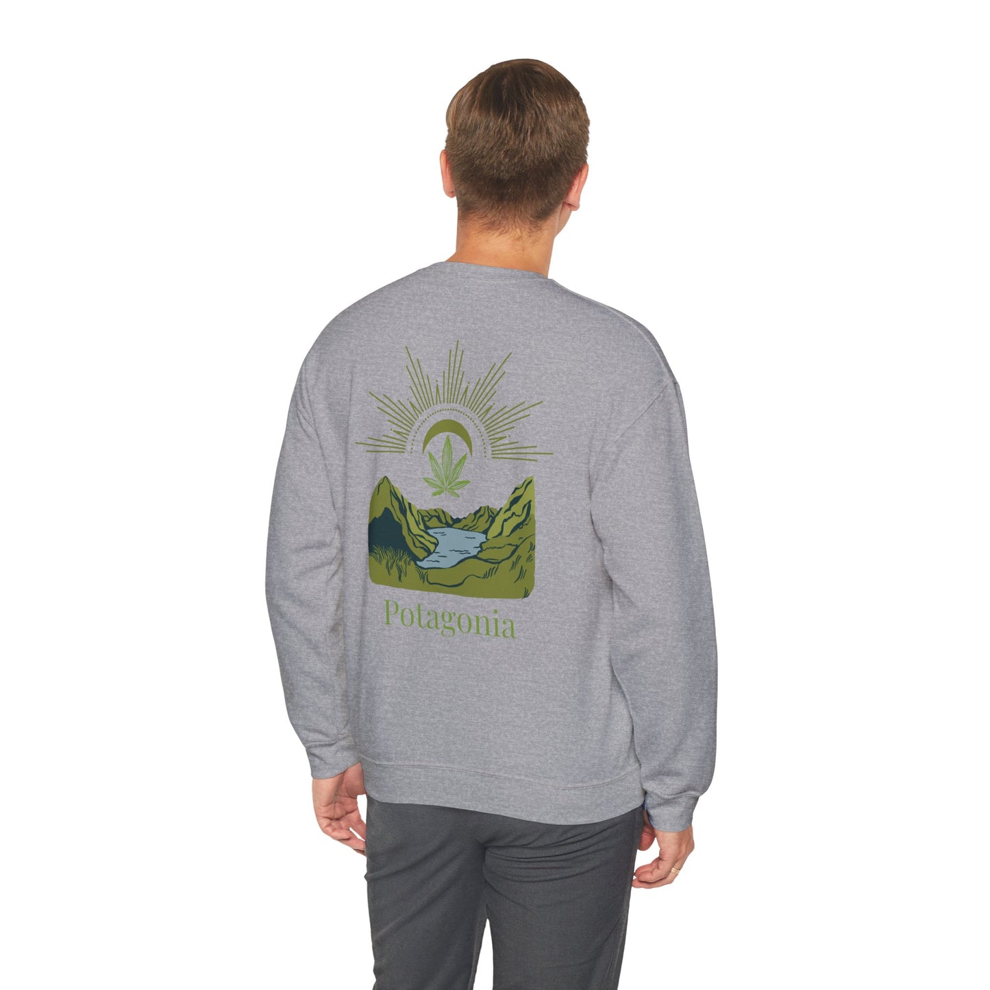 Potagonia Big Ass Campfire Unisex Green Weed Meadow Heavy Blend™ Crewneck Sweatshirt