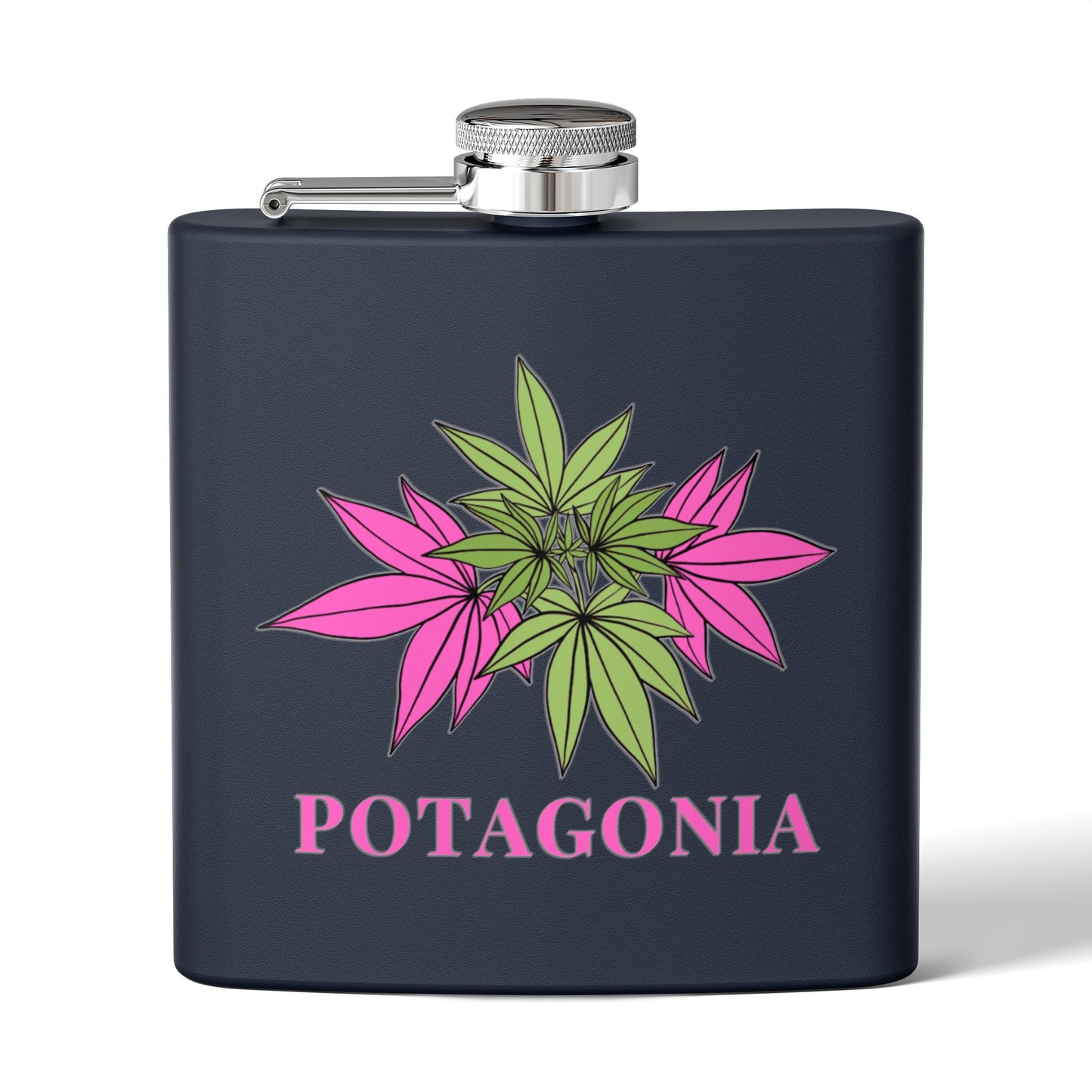 Potagonia Stainless Steel Pink Weed  Flask, 6oz