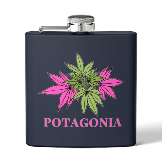 Potagonia Stainless Steel Pink Weed  Flask, 6oz