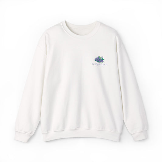 Potagonia Big Ass Campfire Embroidered Weed Flower Logo Unisex Heavy Blend™ Crewneck Sweatshirt