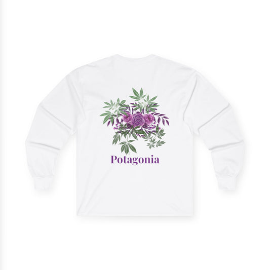 Potagonia Long Sleeve Purple Flower Unisex Ultra Cotton Long Sleeve Tee