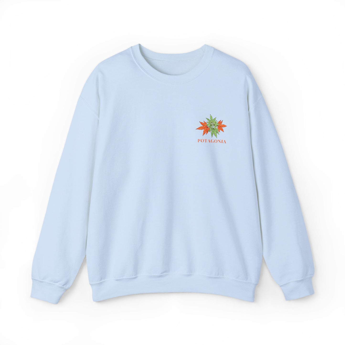 Potagonia Big Ass Campfire Embroidered Orange Weed Logo Unisex Heavy Blend™ Crewneck Sweatshirt