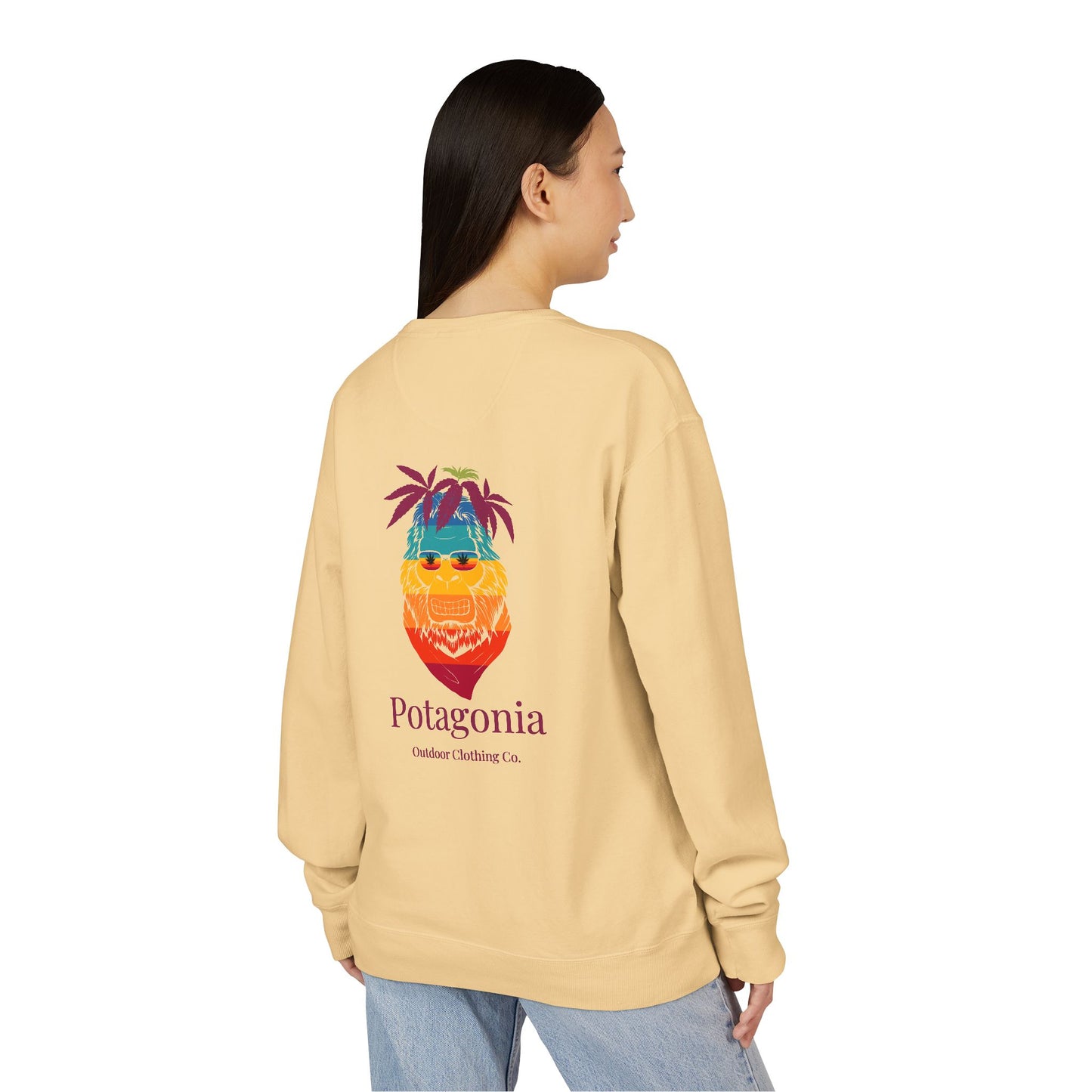 Potagonia Big Ass Camp fire Sunrise Meh-Teh Sweatshirt Unisex ComfortWash® Garment Dyed Crewneck Sweatshirt