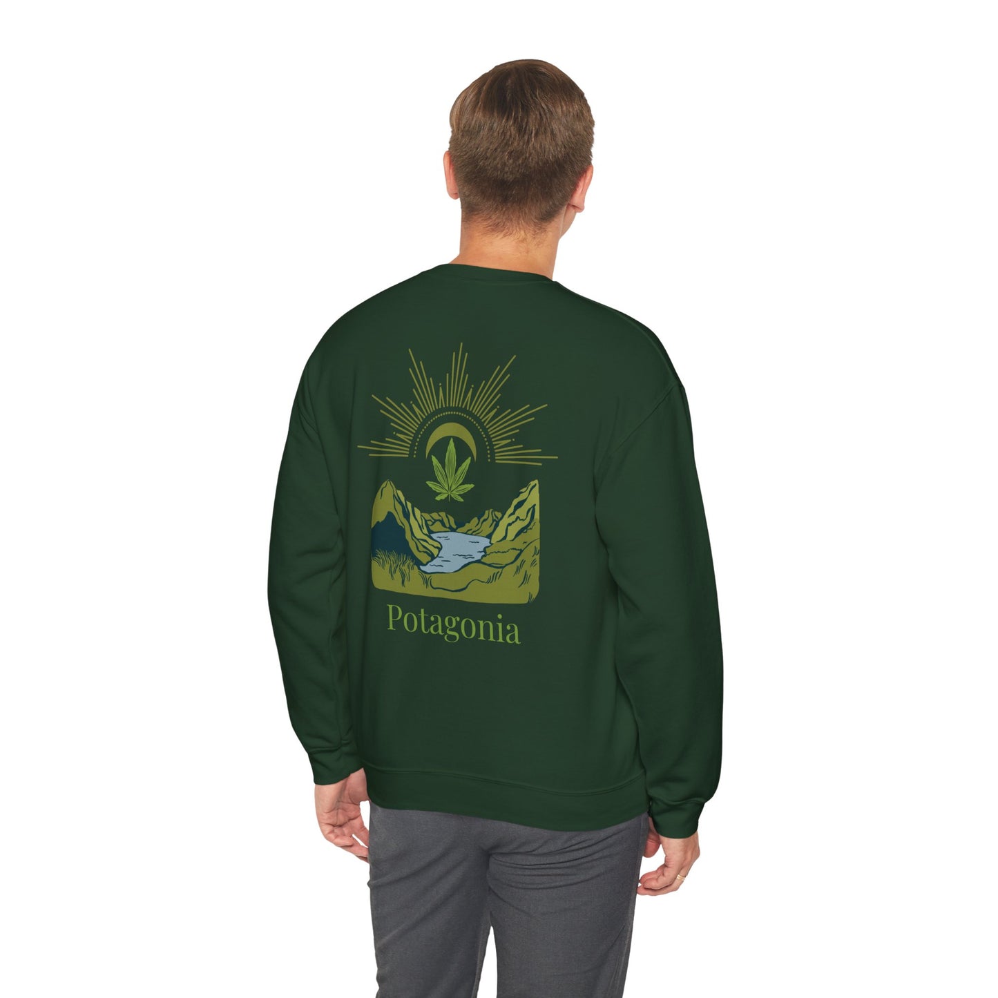 Potagonia Big Ass Campfire Unisex Green Weed Meadow Heavy Blend™ Crewneck Sweatshirt