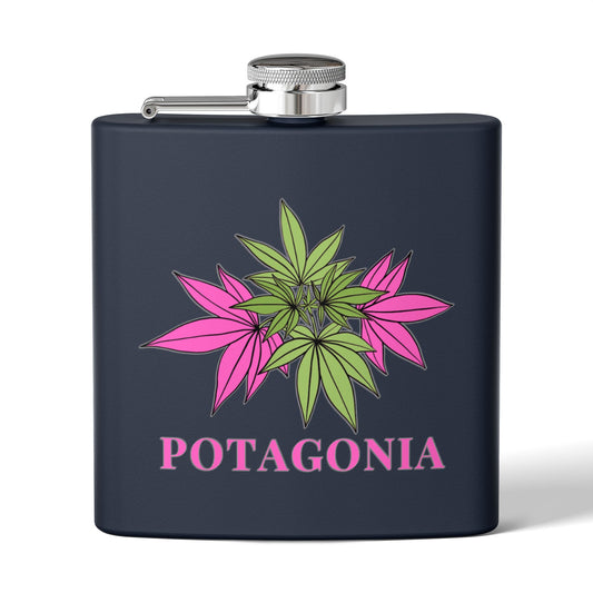 Potagonia Stainless Steel Pink Weed  Flask, 6oz