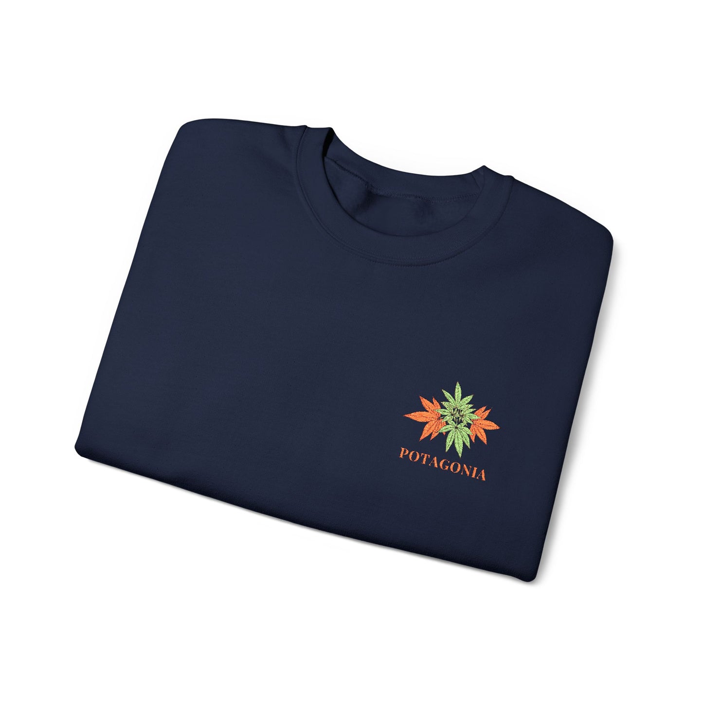 Potagonia Big Ass Campfire Embroidered Orange Weed Logo Unisex Heavy Blend™ Crewneck Sweatshirt