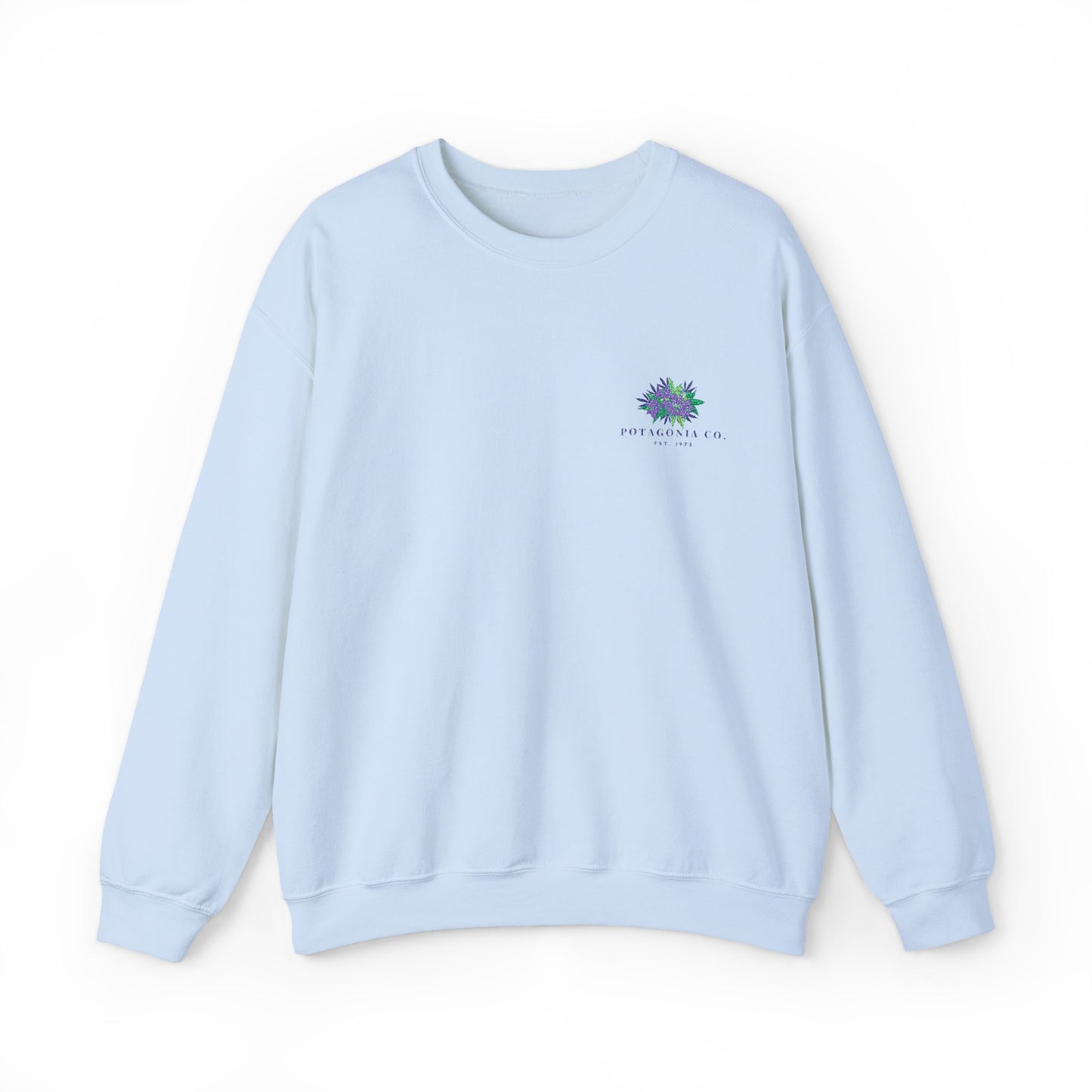 Potagonia Big Ass Campfire Embroidered Weed Flower Logo Unisex Heavy Blend™ Crewneck Sweatshirt
