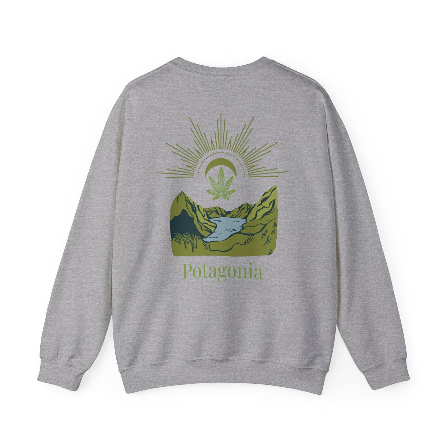Potagonia Big Ass Campfire Unisex Green Weed Meadow Heavy Blend™ Crewneck Sweatshirt