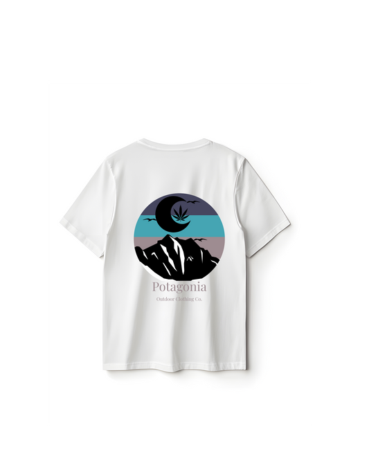 Potagonia Rung-Spun Cotton Moon Mountain Unisex Garment-Dyed T-shirt