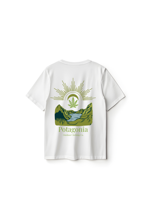 Potagonia Rung-Spun Cotton Green Fields Unisex Garment-Dyed T-shirt