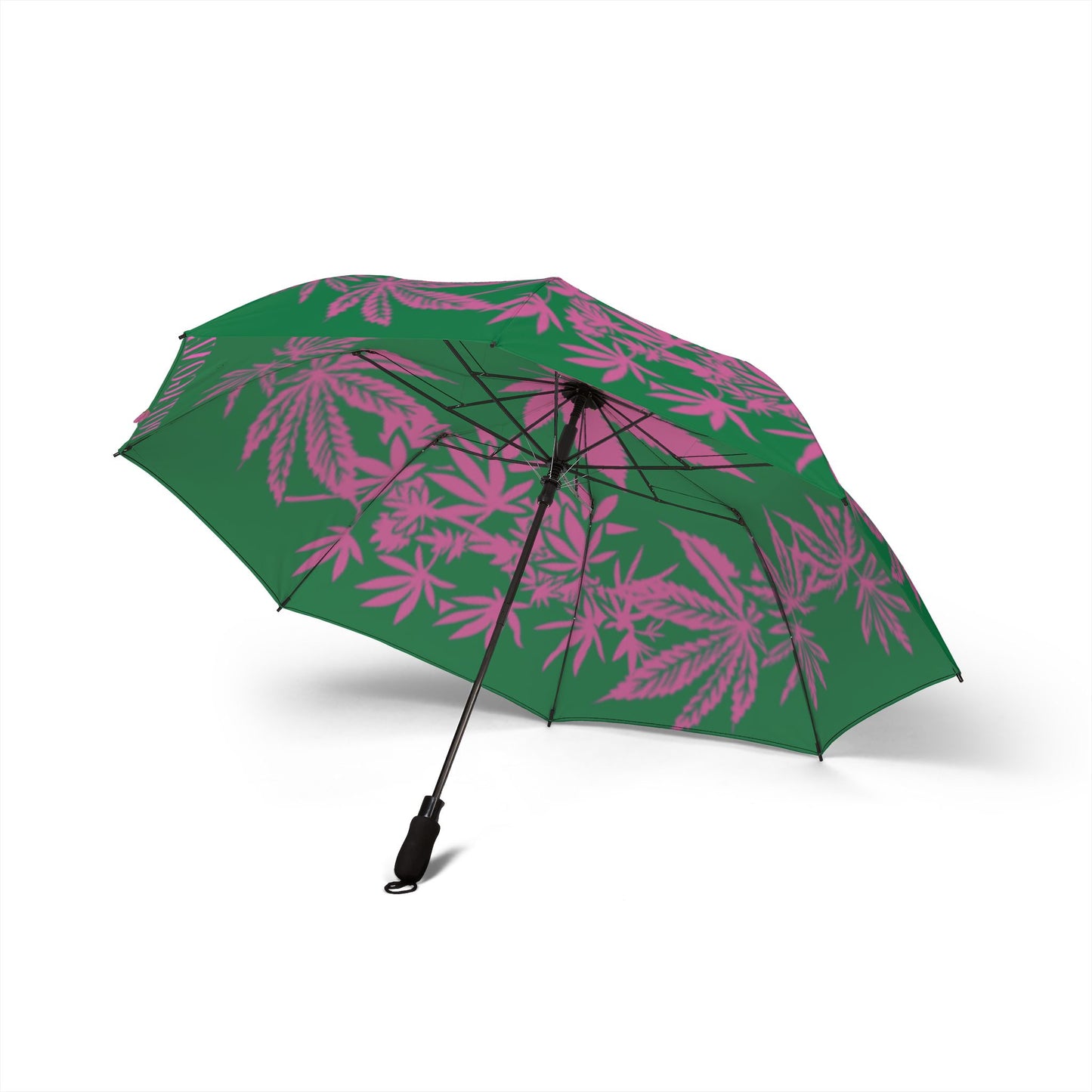 Potagonia Umbrella Pink Green Weed Semi-Automatic Foldable