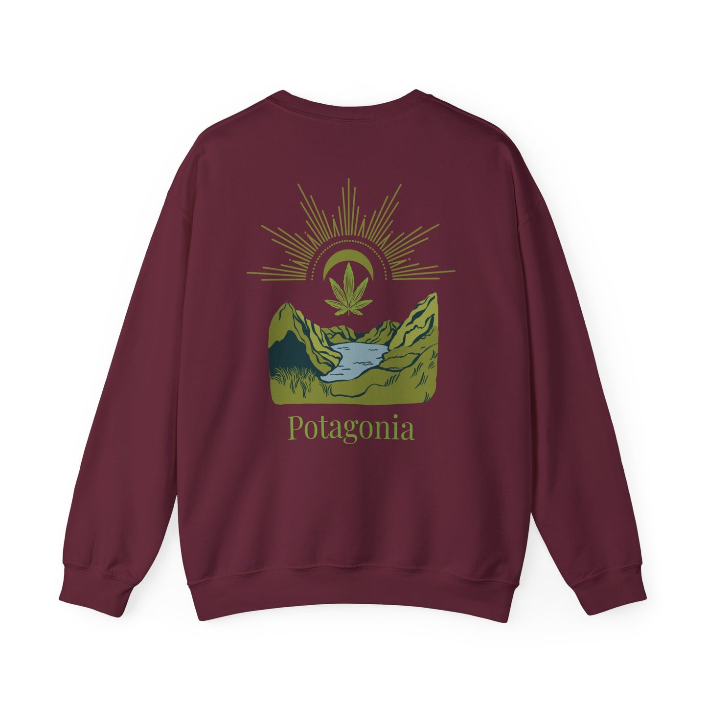 Potagonia Big Ass Campfire Unisex Green Weed Meadow Heavy Blend™ Crewneck Sweatshirt
