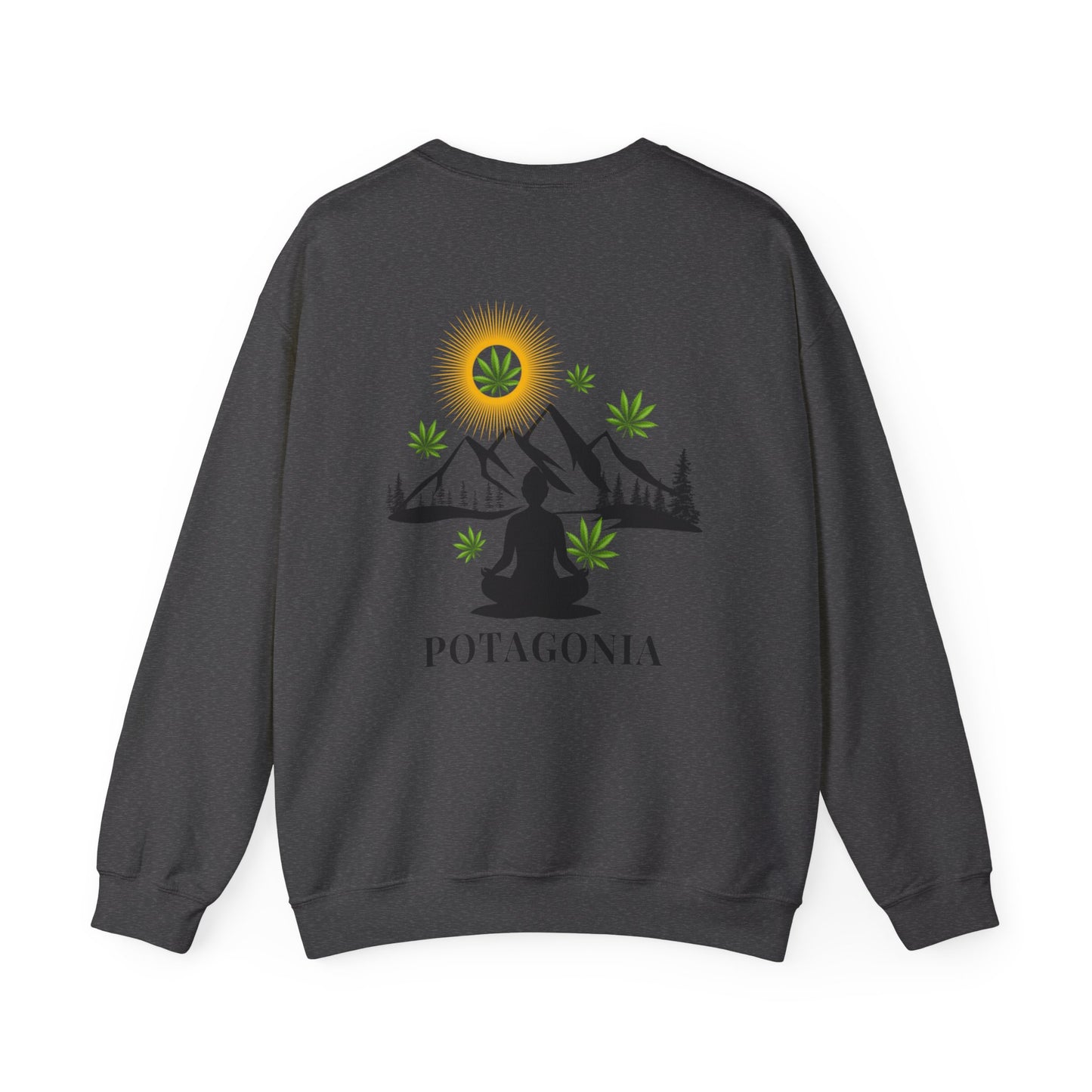 Potagonia Big Ass Campfire Unisex Girl Meditating Heavy Blend™ Crewneck Sweatshirt