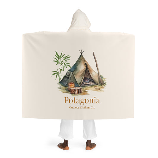Potagonia Hooded Blanket Sherpa Fleece Tent Camp Fire