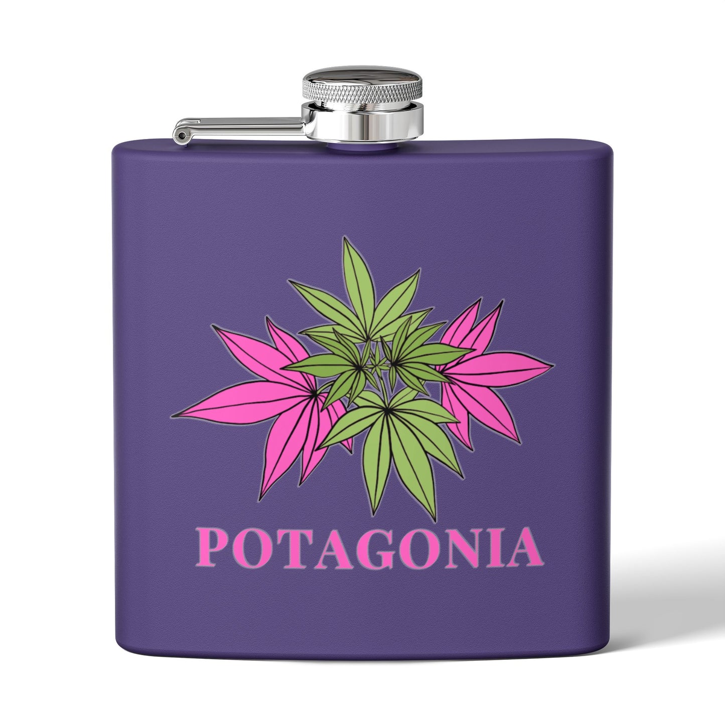 Potagonia Stainless Steel Pink Weed  Flask, 6oz