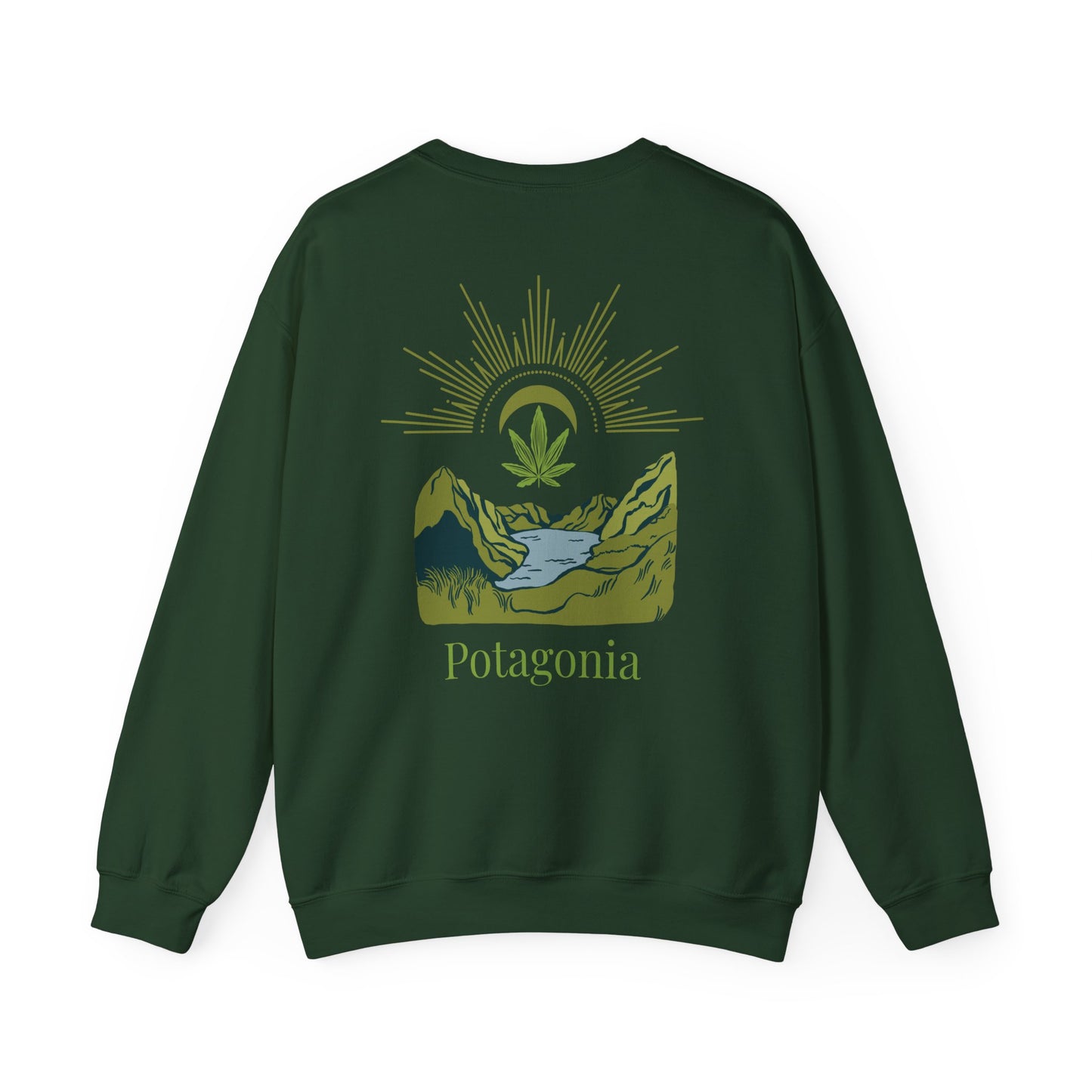 Potagonia Big Ass Campfire Unisex Green Weed Meadow Heavy Blend™ Crewneck Sweatshirt