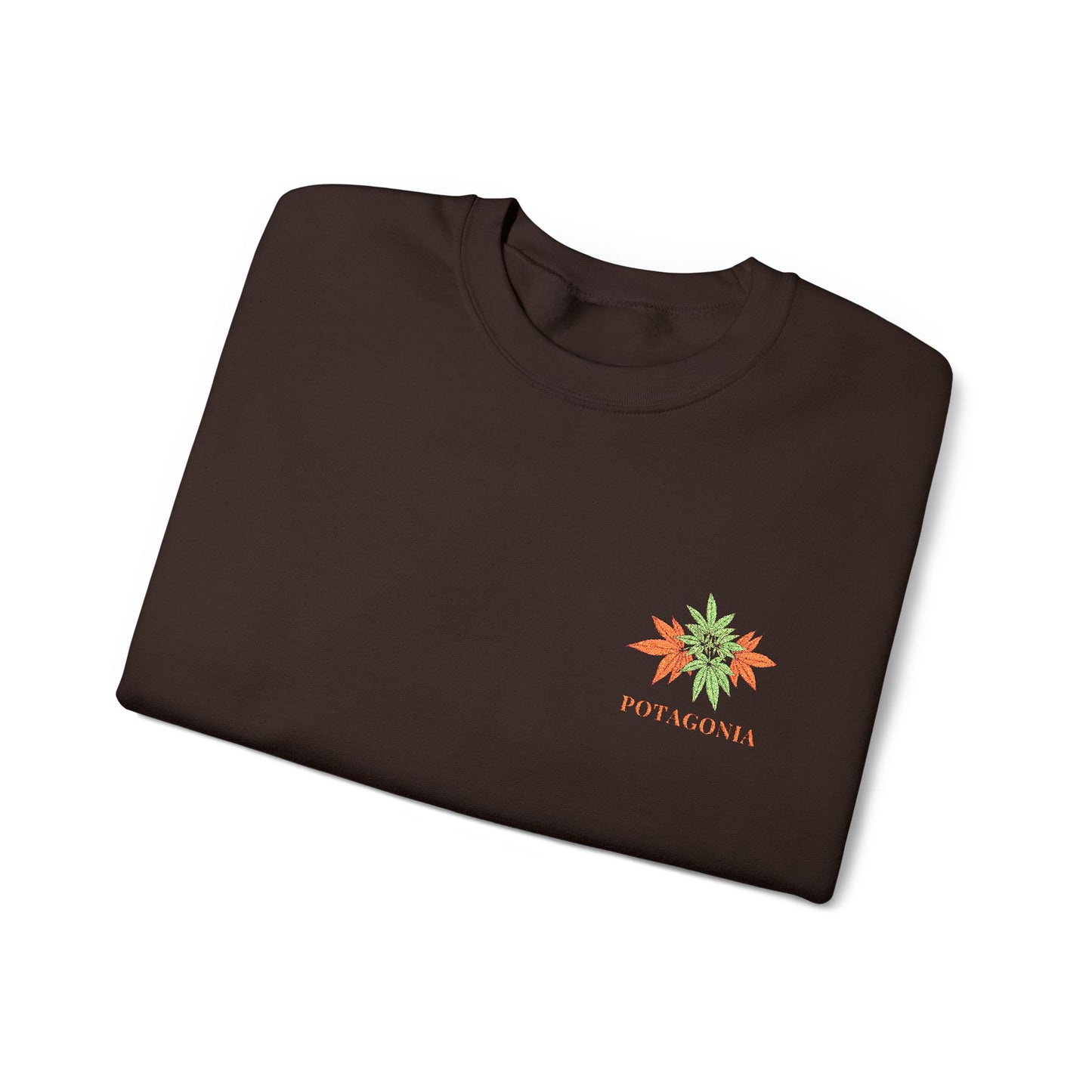 Potagonia Big Ass Campfire Embroidered Orange Weed Logo Unisex Heavy Blend™ Crewneck Sweatshirt