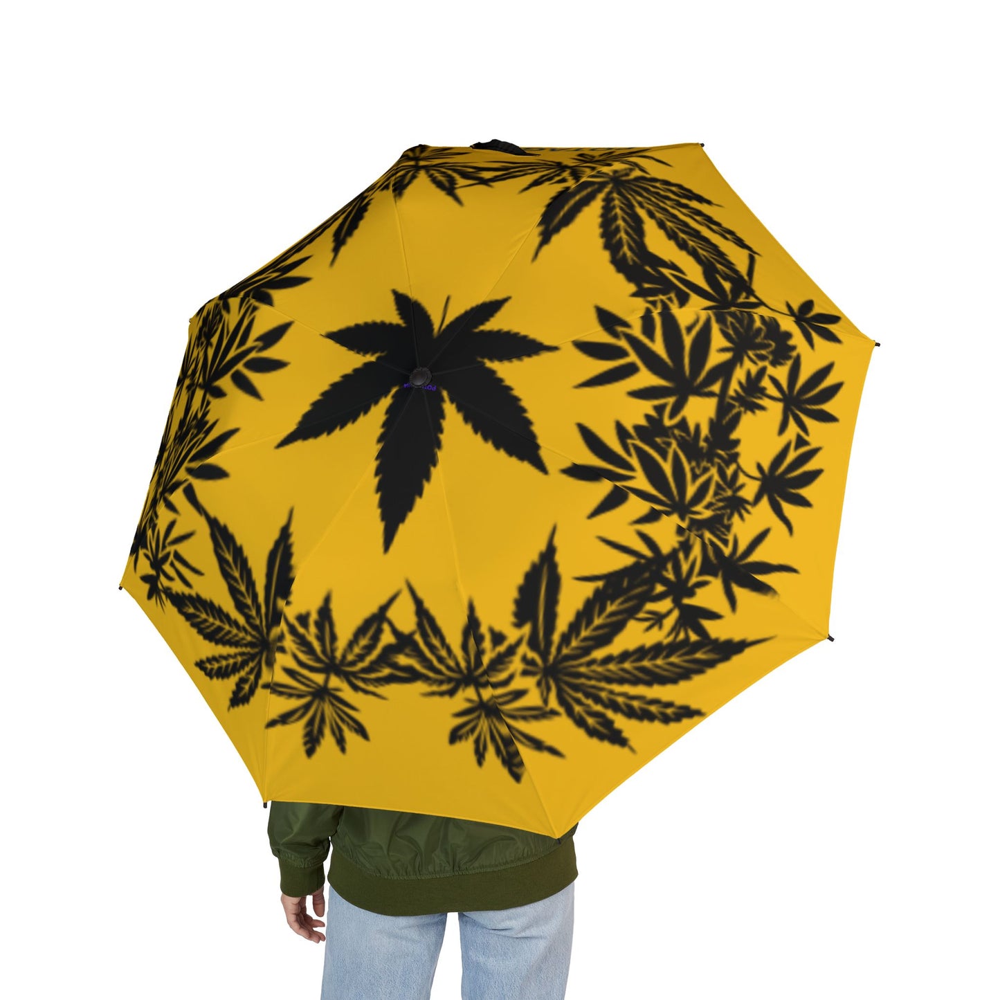 Potagonia Umbrella Black and Yellow Weed Semi-Automatic Foldable