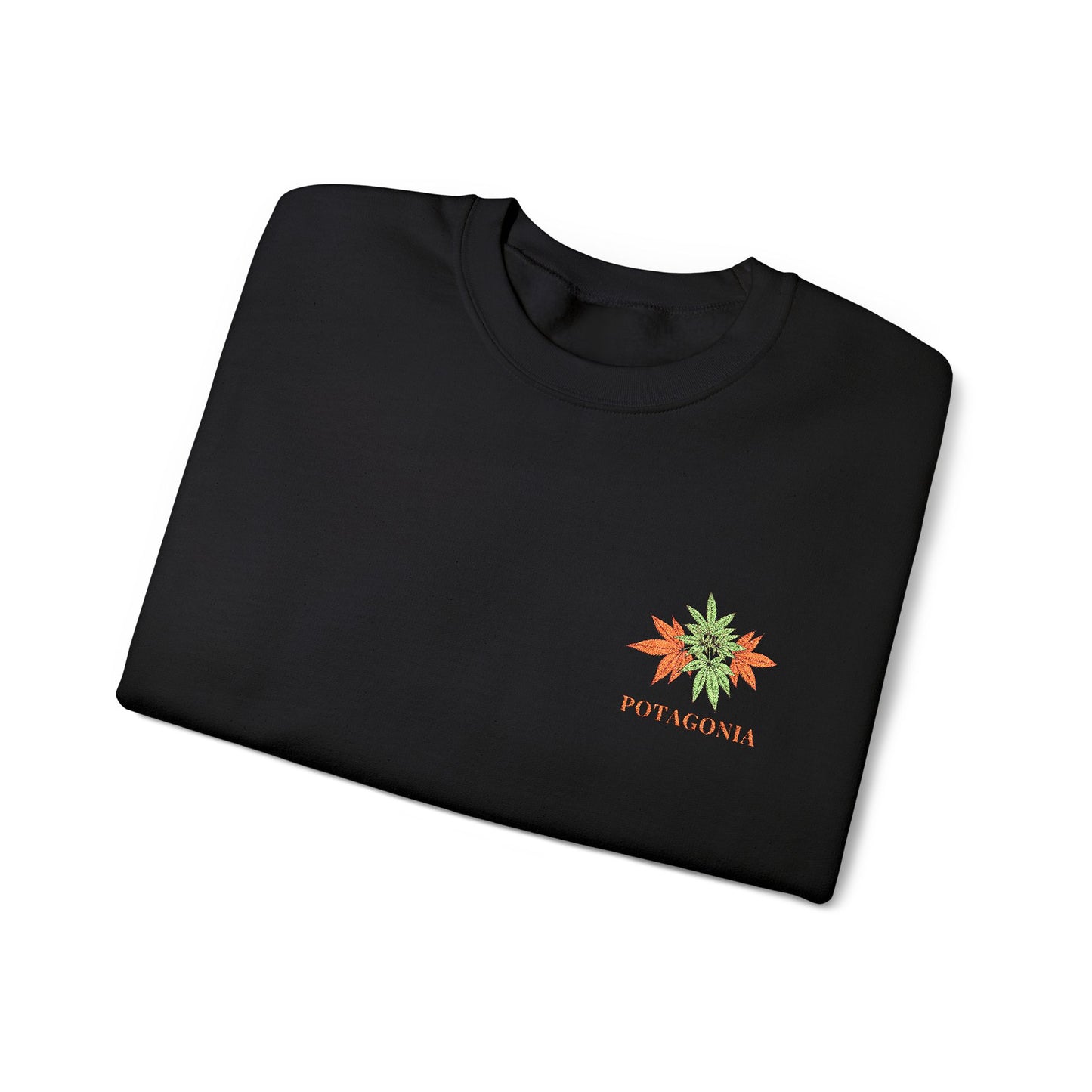 Potagonia Big Ass Campfire Embroidered Orange Weed Logo Unisex Heavy Blend™ Crewneck Sweatshirt