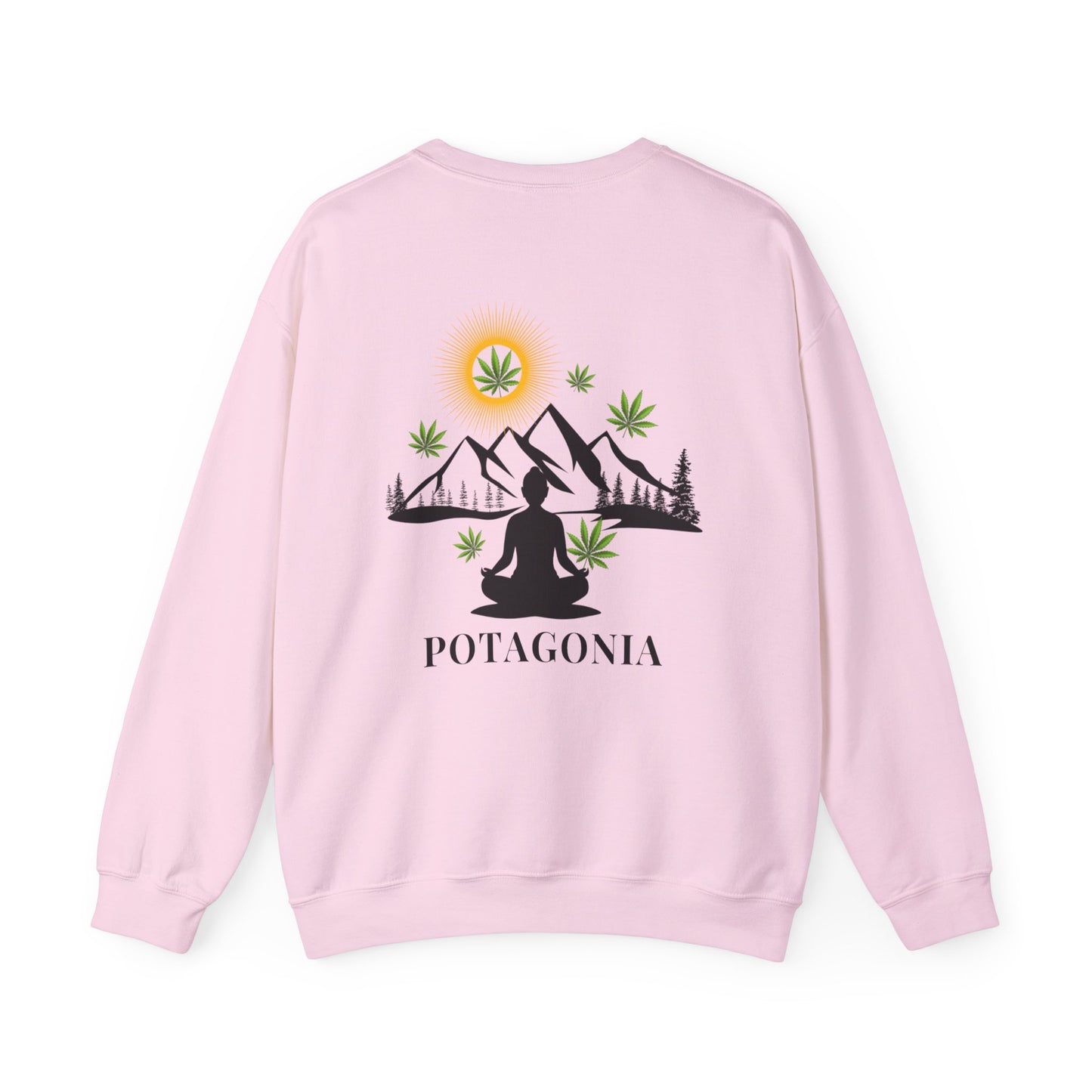 Potagonia Big Ass Campfire Unisex Girl Meditating Heavy Blend™ Crewneck Sweatshirt