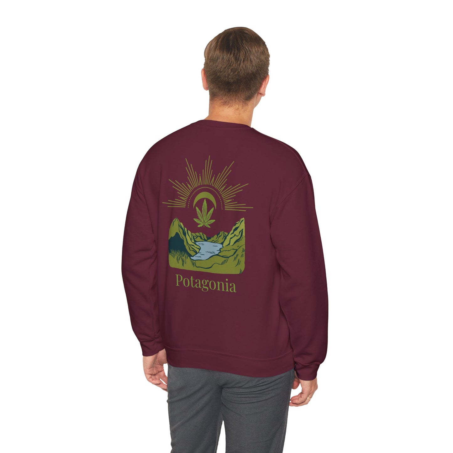 Potagonia Big Ass Campfire Unisex Green Weed Meadow Heavy Blend™ Crewneck Sweatshirt