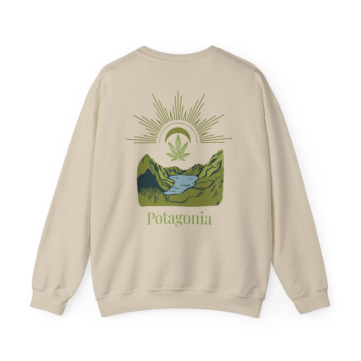 Potagonia Big Ass Campfire Unisex Green Weed Meadow Heavy Blend™ Crewneck Sweatshirt