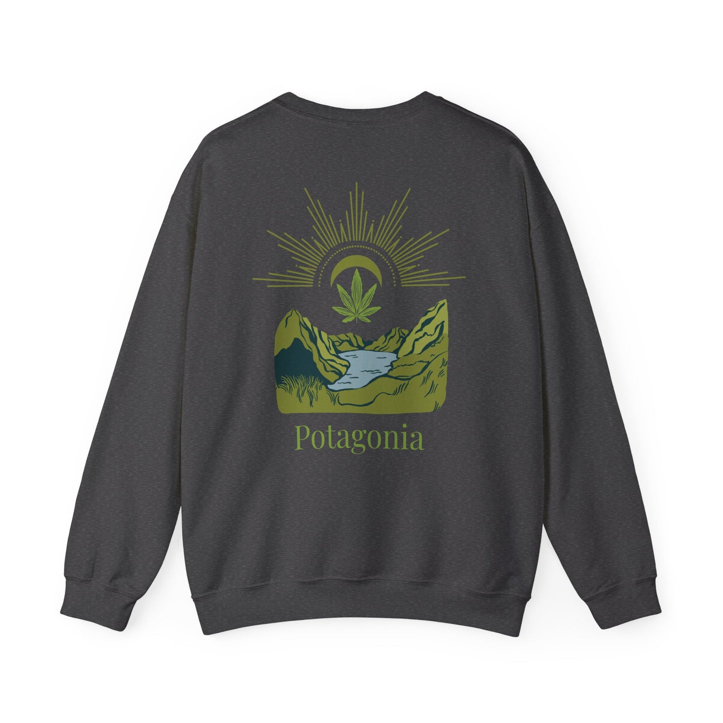 Potagonia Big Ass Campfire Unisex Green Weed Meadow Heavy Blend™ Crewneck Sweatshirt