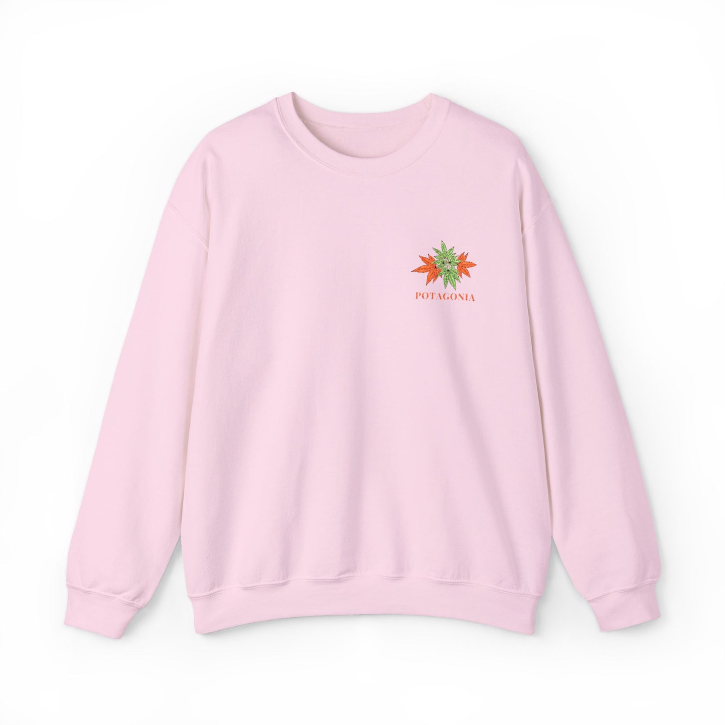 Potagonia Big Ass Campfire Embroidered Orange Weed Logo Unisex Heavy Blend™ Crewneck Sweatshirt
