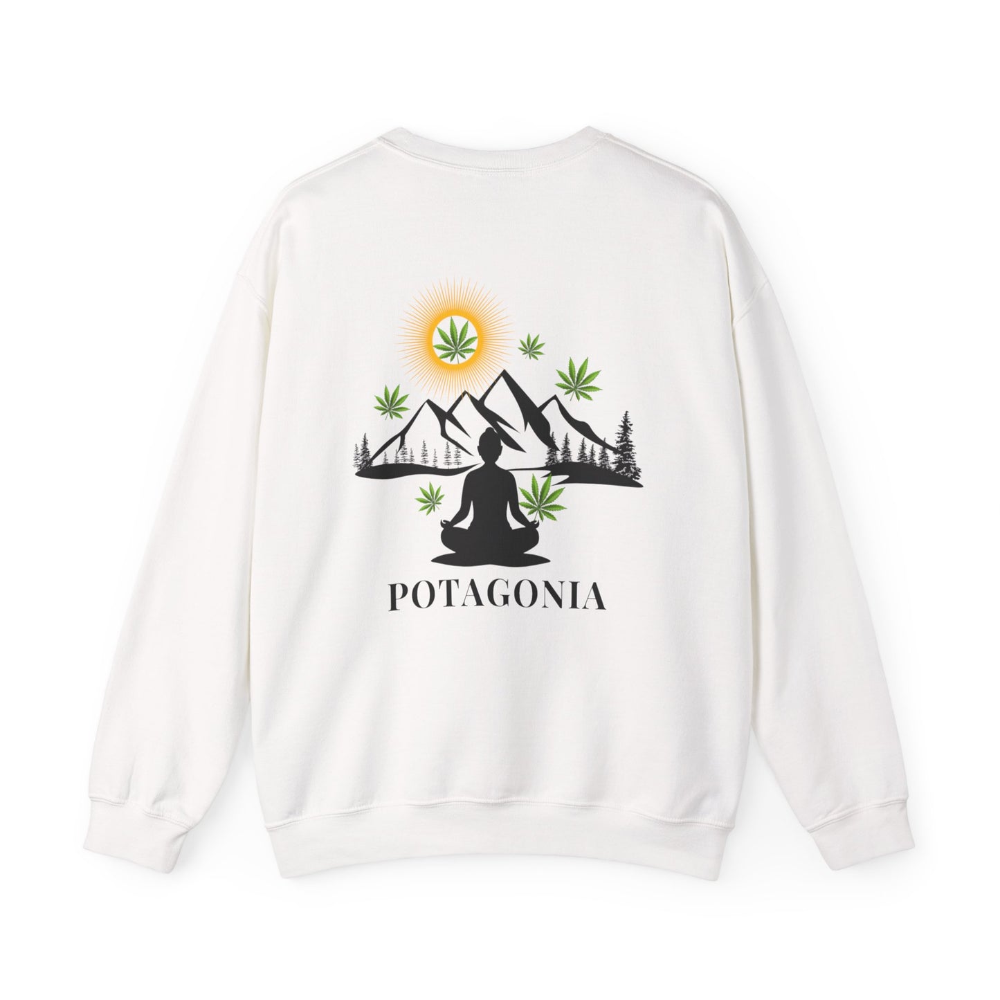 Potagonia Big Ass Campfire Unisex Girl Meditating Heavy Blend™ Crewneck Sweatshirt