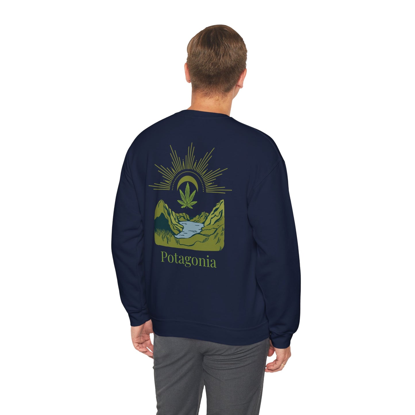 Potagonia Big Ass Campfire Unisex Green Weed Meadow Heavy Blend™ Crewneck Sweatshirt