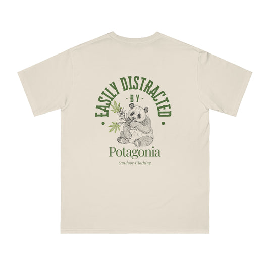 Potagonia Organic Unisex Easily Distracted Panda Classic T-Shirt