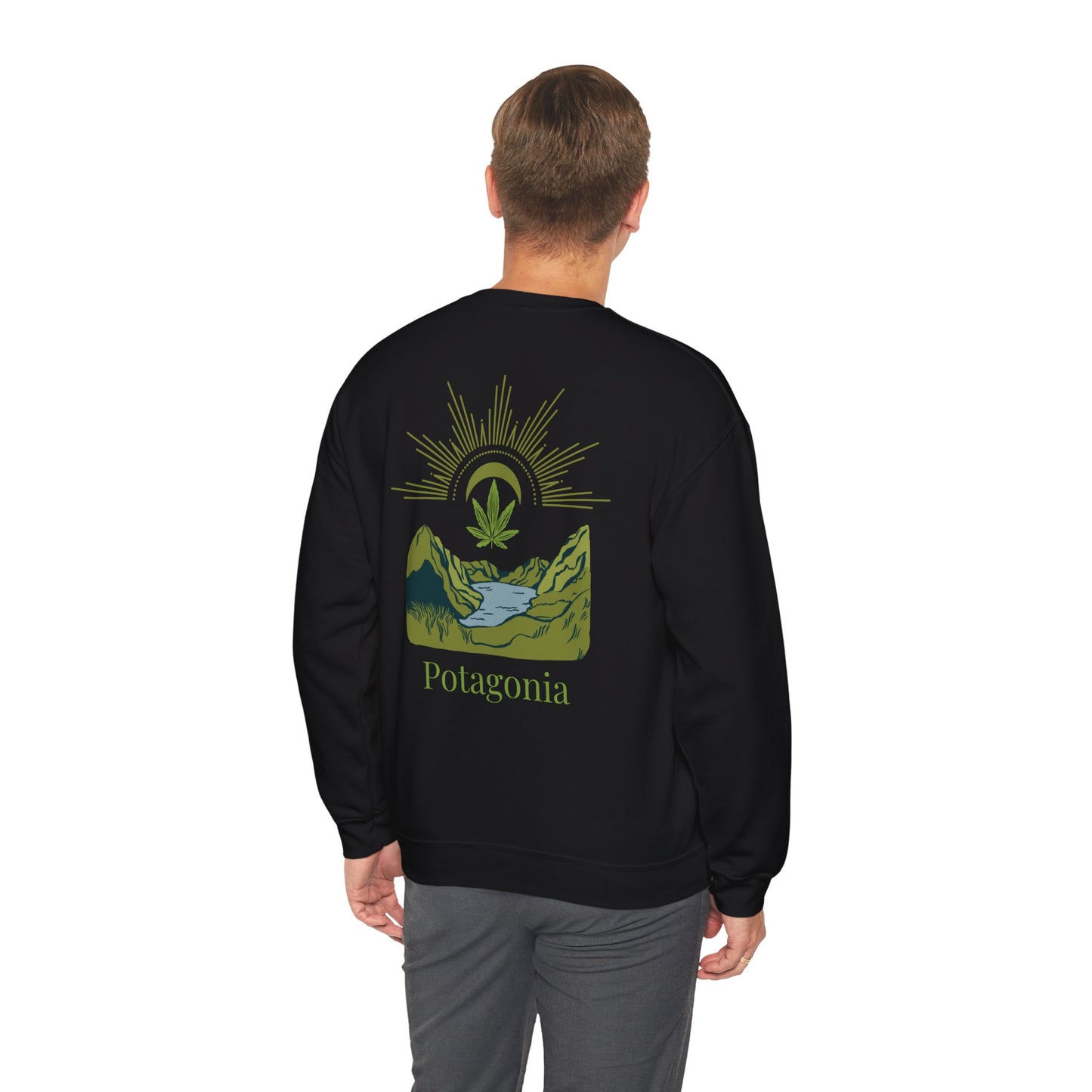 Potagonia Big Ass Campfire Unisex Green Weed Meadow Heavy Blend™ Crewneck Sweatshirt